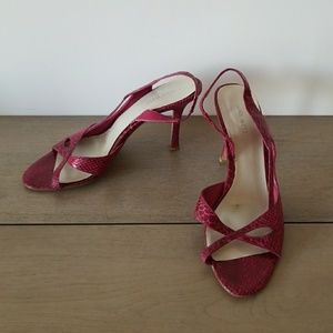 Women's 9M Nine West Pink Snake Heels 4"